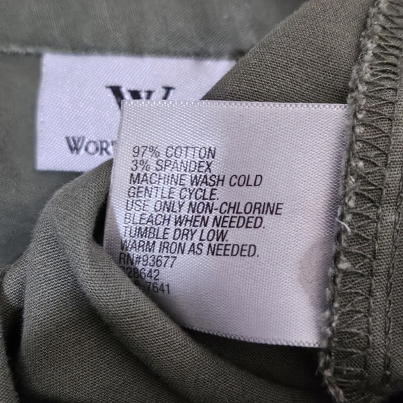 Worthington Army Green Mid  Length Pencil Skirt 97% Cotton 3% Spandex Size 6 - Picture 5 of 5